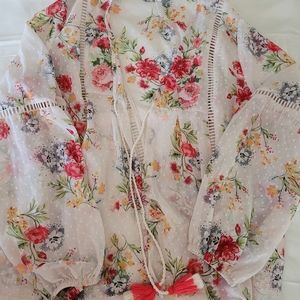 Cream 2 piece time and tru floral blouse XXL